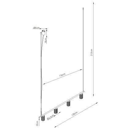 Takpendel KARBON på kabel 4xGU10/10W/230V krämvit