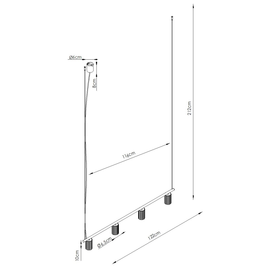 Takpendel KARBON på kabel 4xGU10/10W/230V krämvit