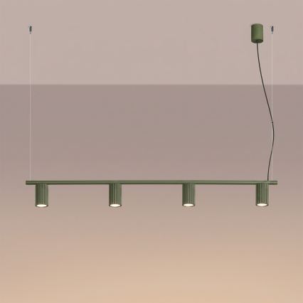 Taklampa med kabel KARBON 4xGU10/10W/230V grön