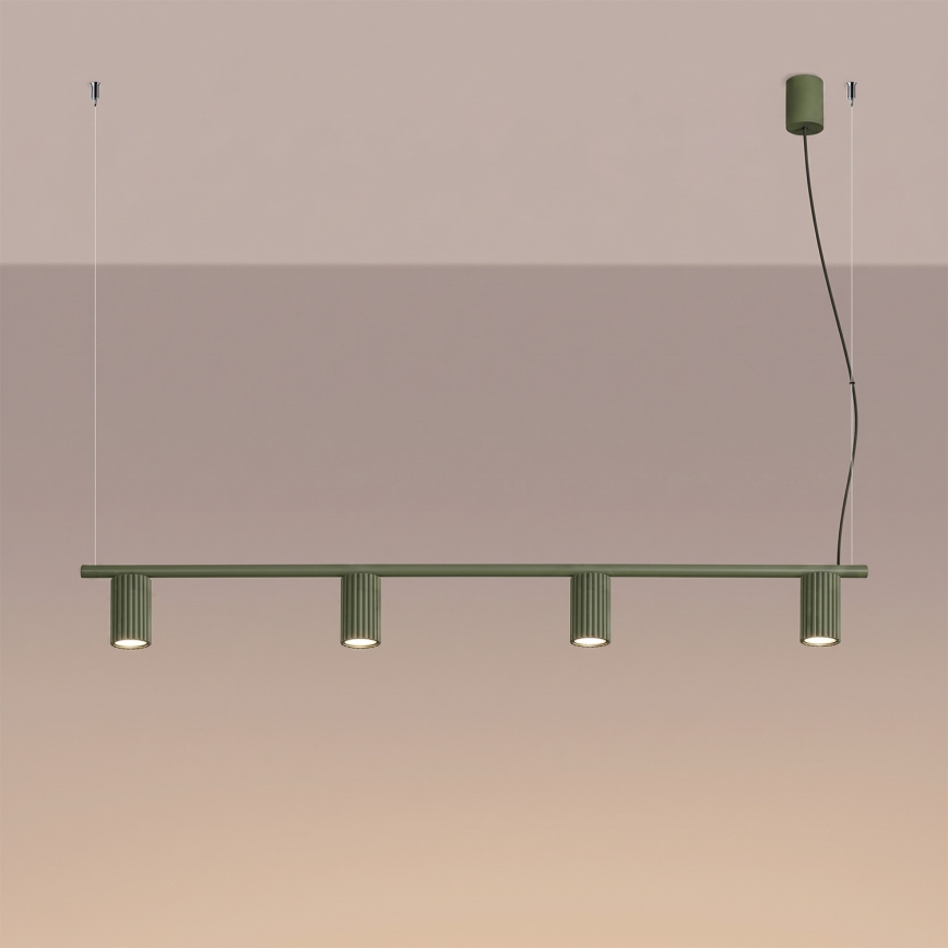 Taklampa med kabel KARBON 4xGU10/10W/230V grön