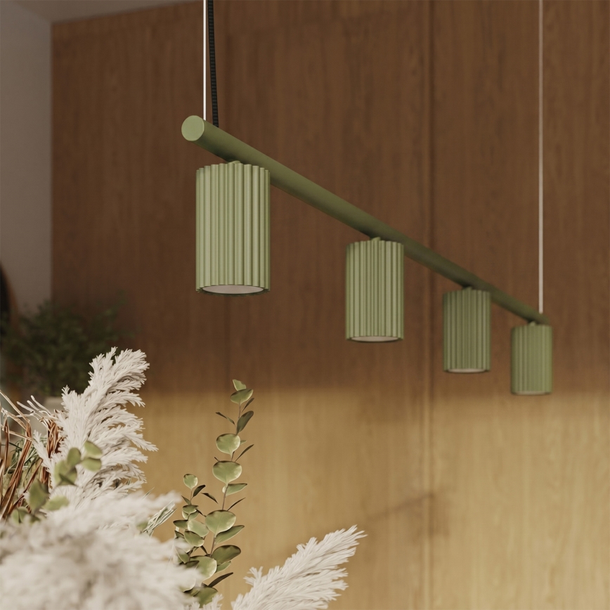 Taklampa med kabel KARBON 4xGU10/10W/230V grön