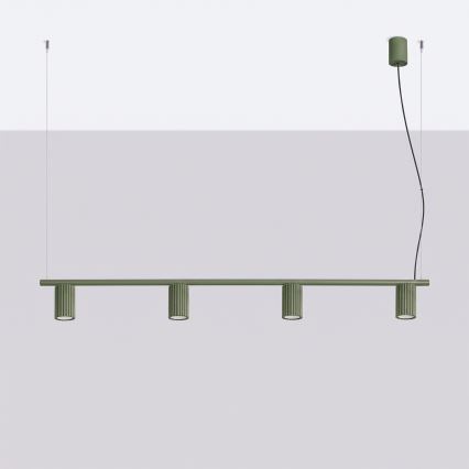 Taklampa med kabel KARBON 4xGU10/10W/230V grön