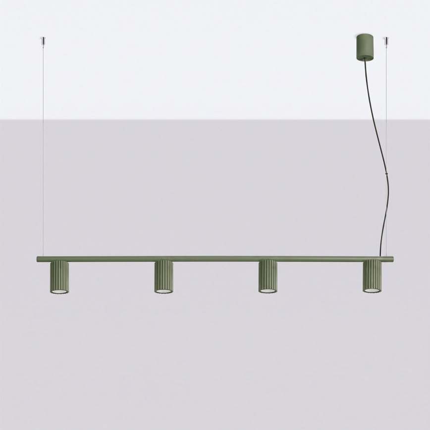 Taklampa med kabel KARBON 4xGU10/10W/230V grön