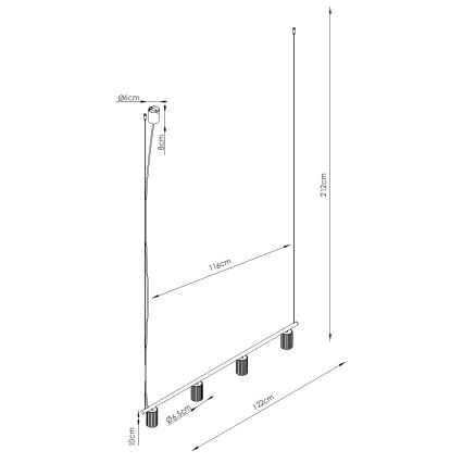 Taklampa med kabel KARBON 4xGU10/10W/230V grön