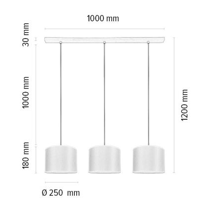 Hänglampa med kabel BENITA 3xE27/40W/230V brun/ek
