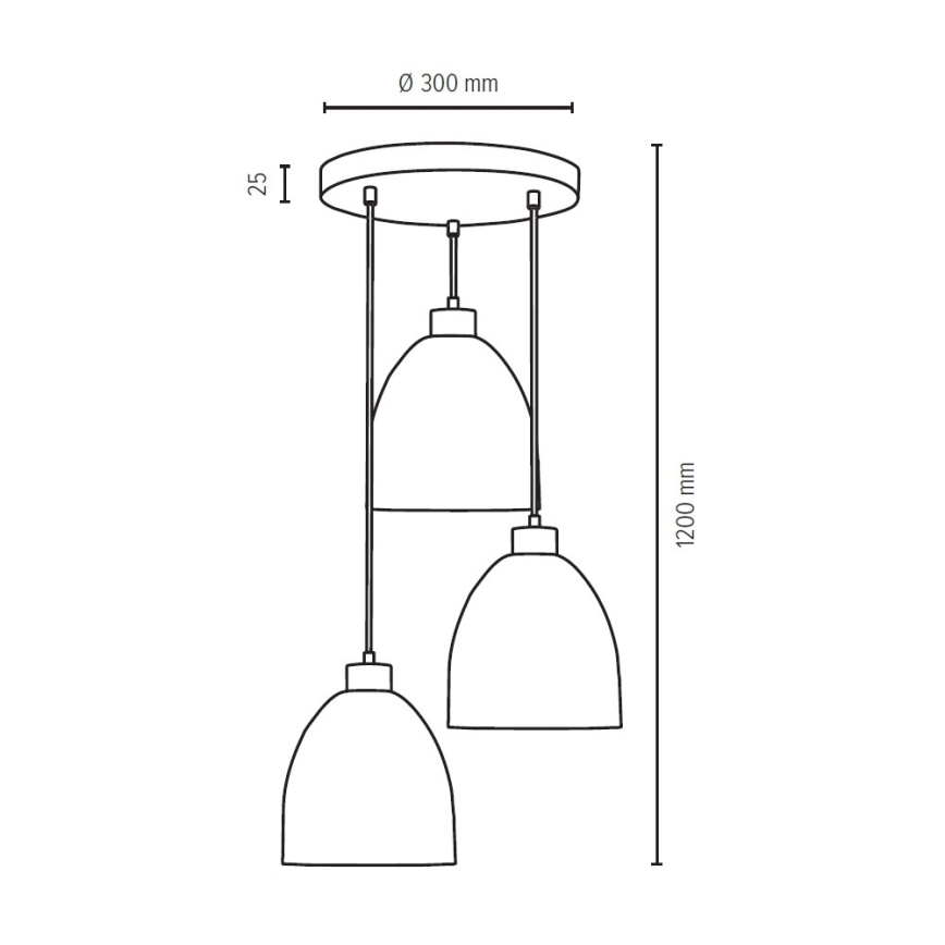 Taklampa på kabel AURA 3xE27/60W/230V bok