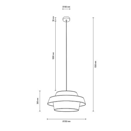 Taklampa på kabel PRETO GOLD 1xE27/60W/230V