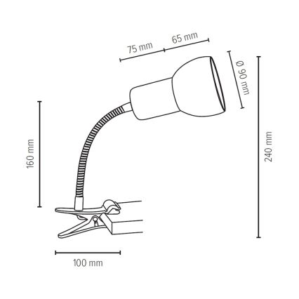 Lampa med klämma SVENDA 1xE27/60W/230V ek