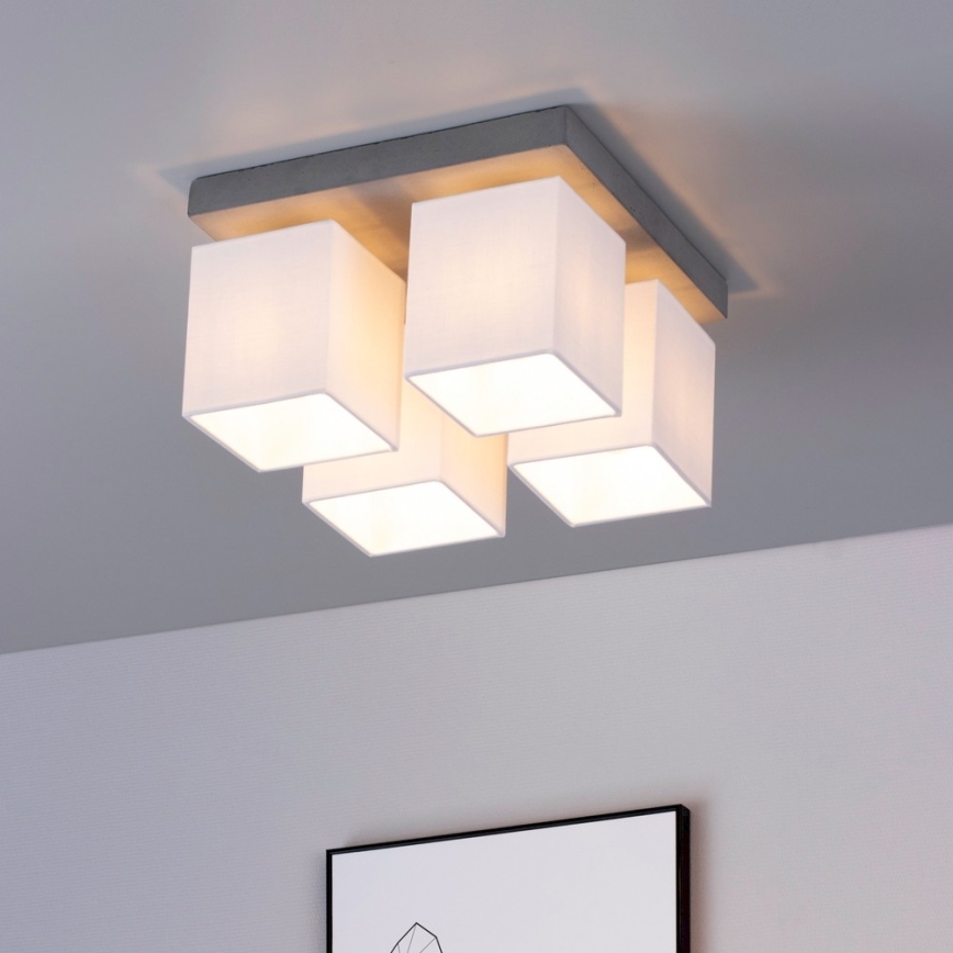 Taklampa GREAT 4xE27/25W/230V betong