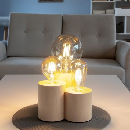 Bordslampa VINCENT 3xE27/15W/230V björk