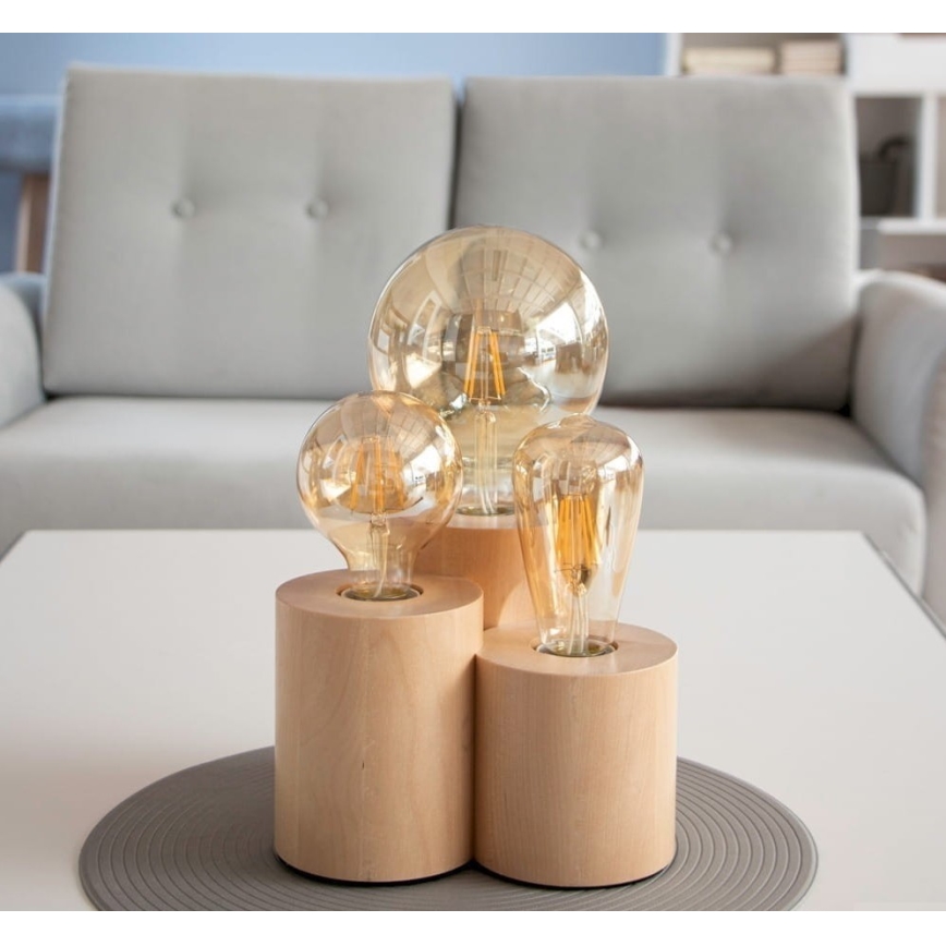 Bordslampa VINCENT 3xE27/15W/230V björk