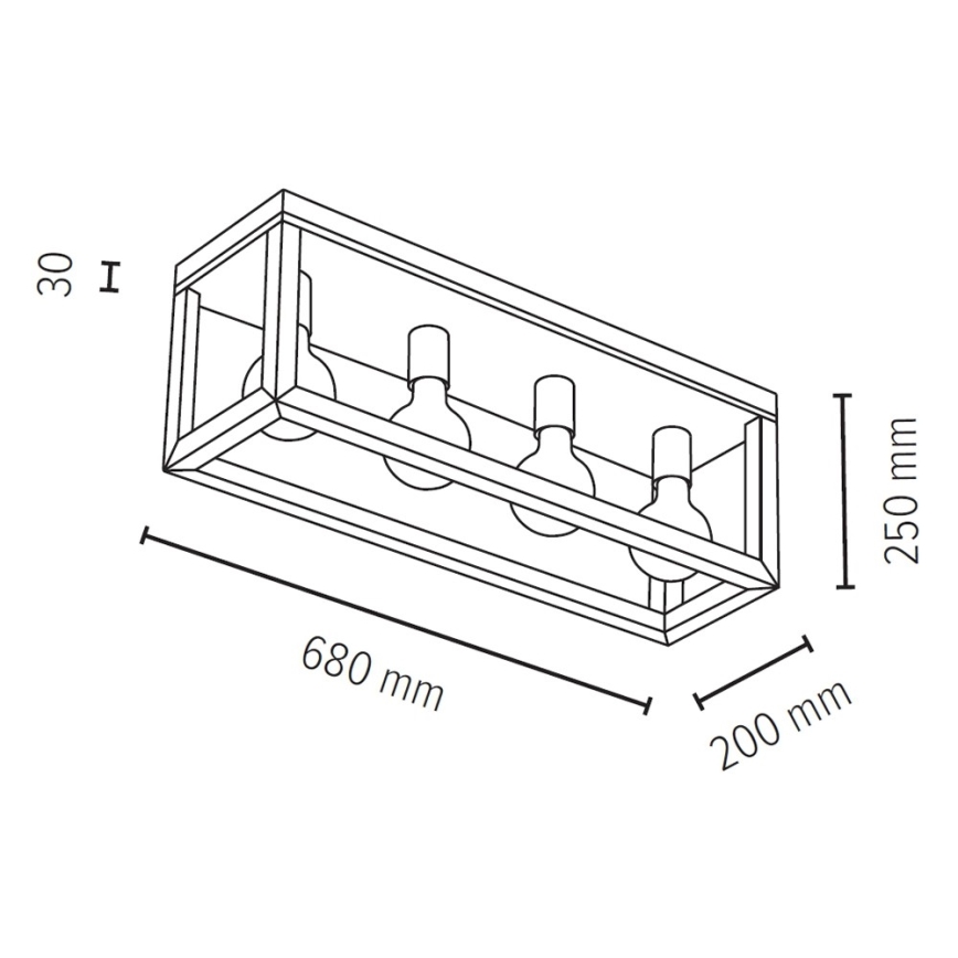 Taklampa KAGO 4xE27/60W/230V matt ek