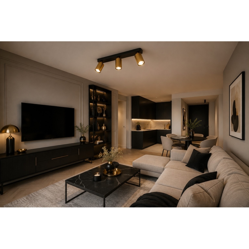 Spotarmatur ELAN 3xGU10/30W/230V guld/svart
