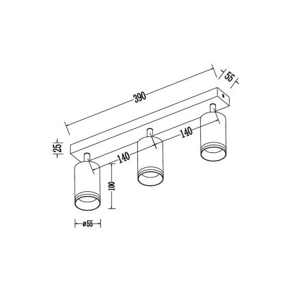 Spotarmatur PIPE 3xGU10/10W/230V vit