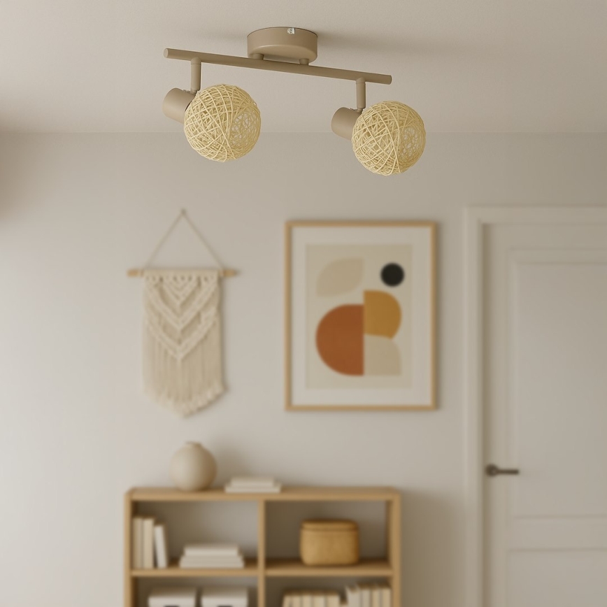 Spotlampa DEX 2xE14/10W/230V beige/krämfärgad