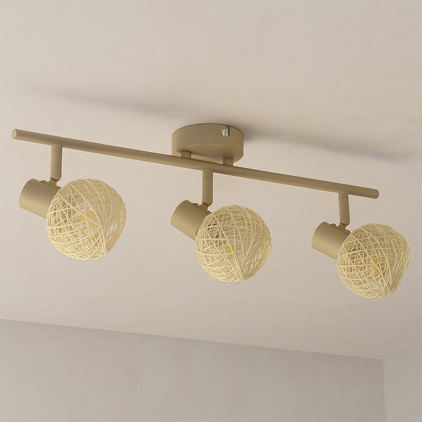 Spotlampa DEX 3xE14/10W/230V beige/krämfärgad