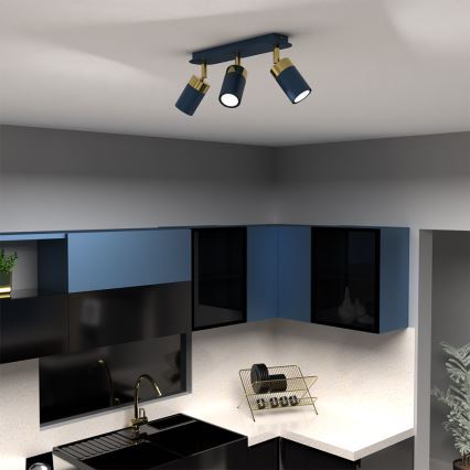 Spotlampa JOKER 3xGU10/25W/230V blå/guld