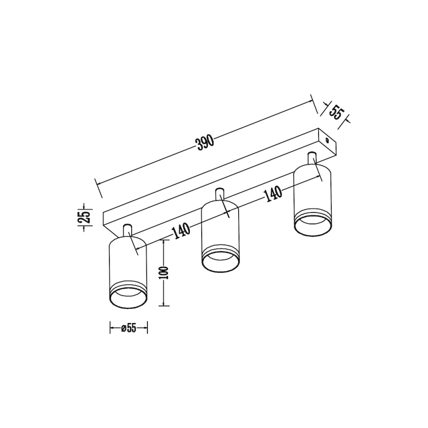 Spotlampa PIPE 3xGU10/10W/230V svart