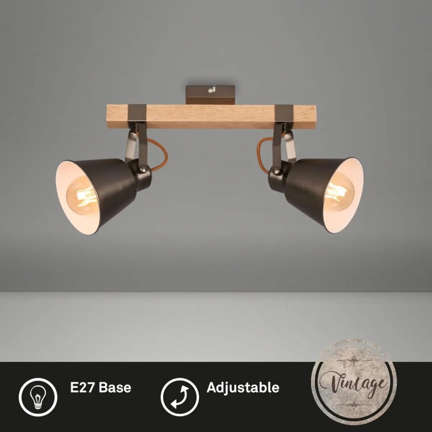 Spotlampa RETRO 2xE27/40W/230V brun