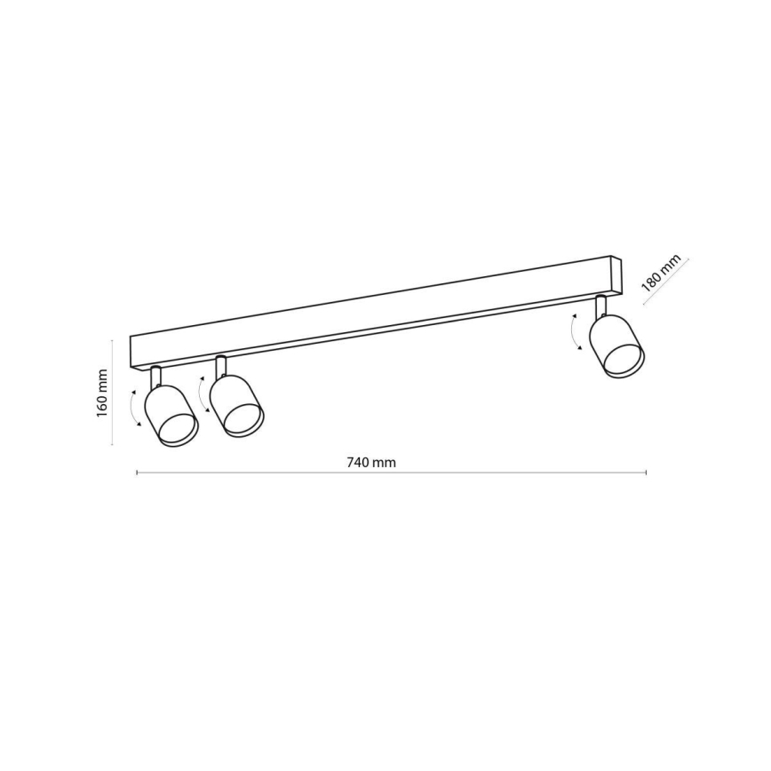 Spotlampa TOP 3xGU10/10W/230V svart/guld