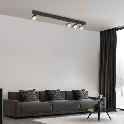 Spotlampa TOP 4xGU10/10W/230V svart/guld