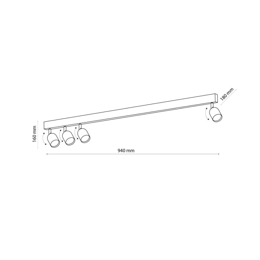 Spotlampa TOP 4xGU10/10W/230V svart/guld