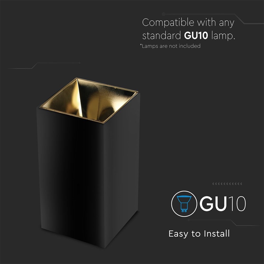Spotlight 1xGU10/35W/230V svart/guld