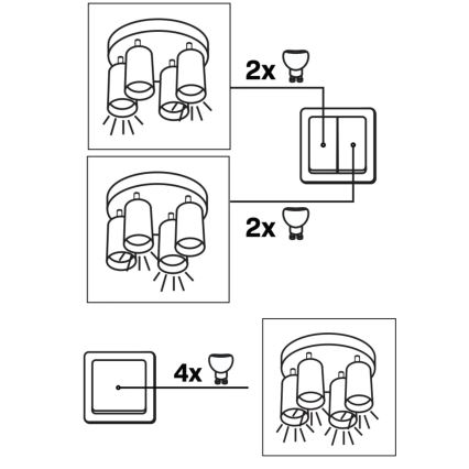 Spotlight BAMBOO 4xGU10/10W/230V svart