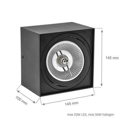 Spotlight CHLOE AR111 1xGU10/50W/230V vinklat svart