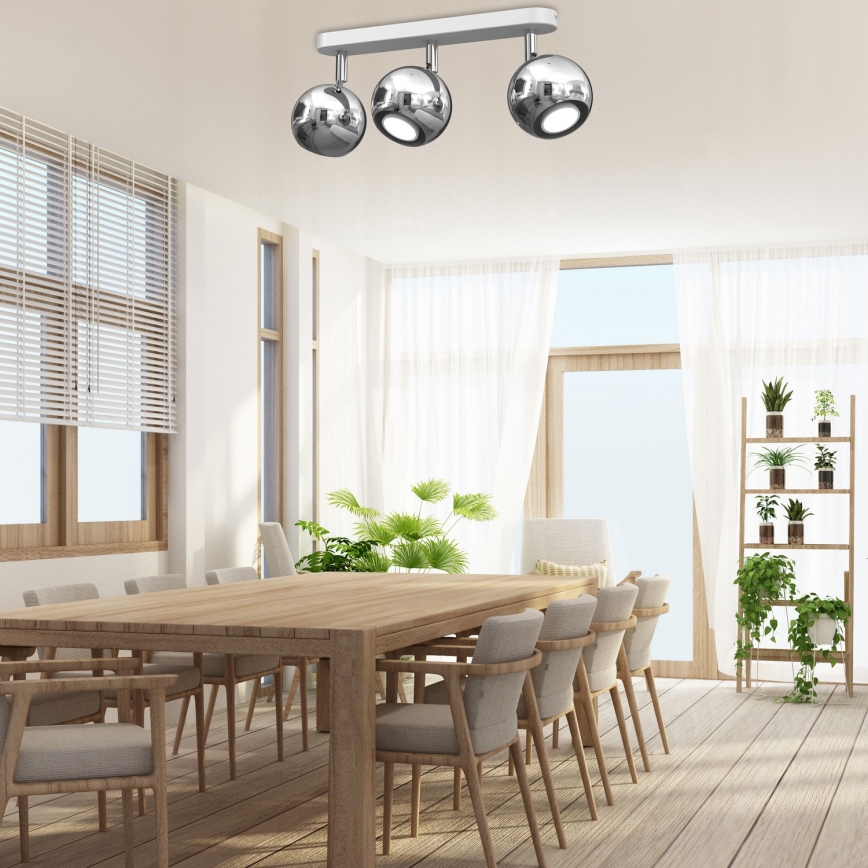 Spotlight COMET 3xGU10/8W/230V vit/skinande krom