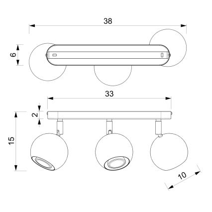 Spotlight COMET 3xGU10/8W/230V vit/skinande krom