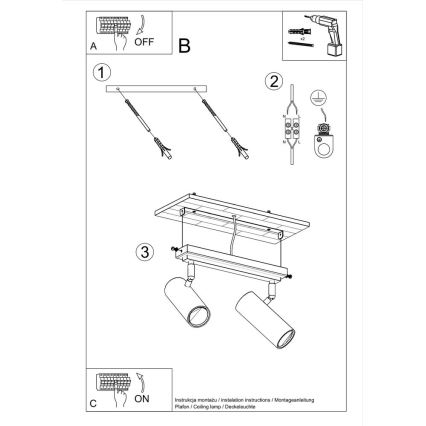 Spotlight DIREZIONE 2xGU10/40W/230V vit