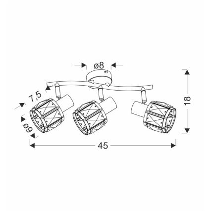 Spotlight DUBAI 3xE14/40W/230V svart/guld
