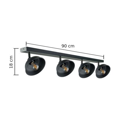 Spotlight FAUN 4xE27/60W/230V svart