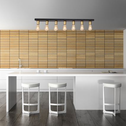 Spotlight FILO 7xE27/60W/230V svart/guld