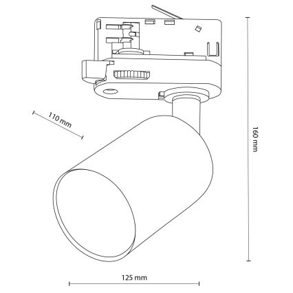 Spotlight För 3-fas skensystem TOP 1xGU10/10W/230V svart