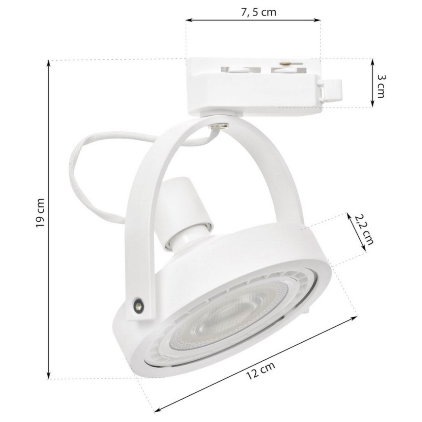 Spotlight för skensystem LUGAR 1xAR111 - GU10/25W/230V