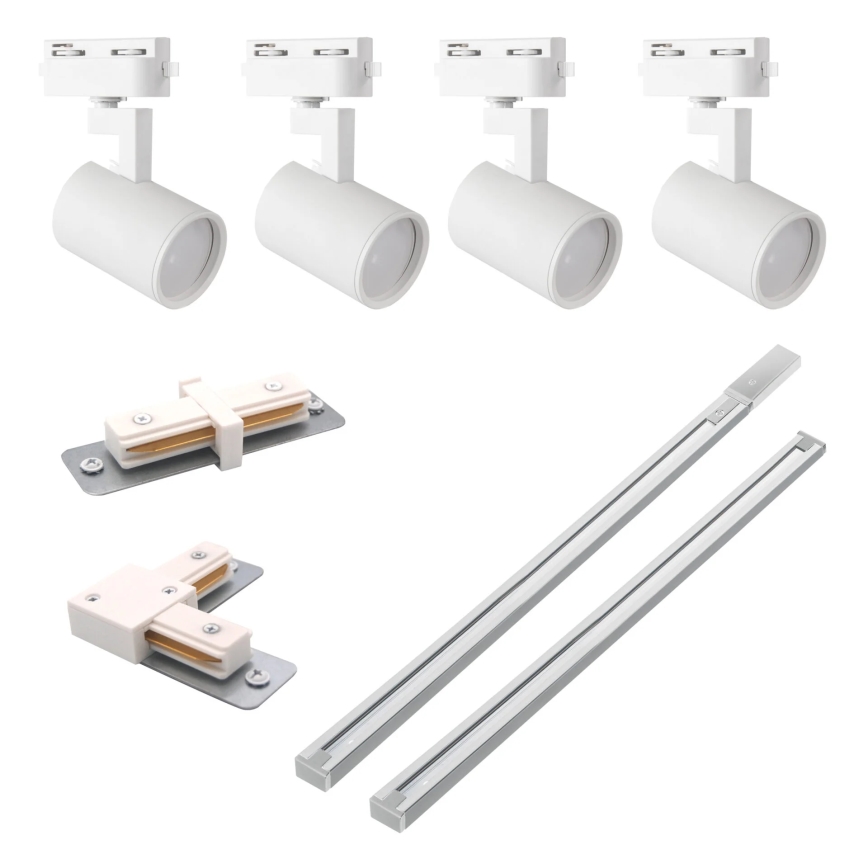 Spotlight för skensystem LYNX 4xGU10/10W/230V + 2 x 75 cm skensystem vit