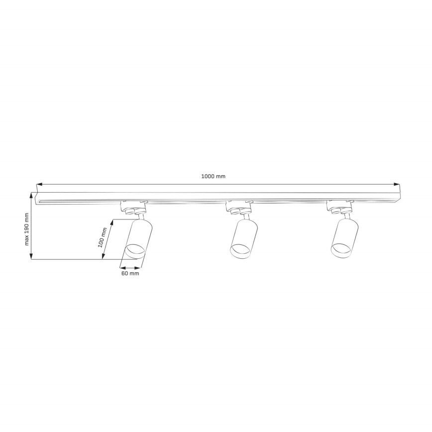 Spotlight för skensystem MARIBEL 3xGU10/10W/230V +1 m skensystem guld