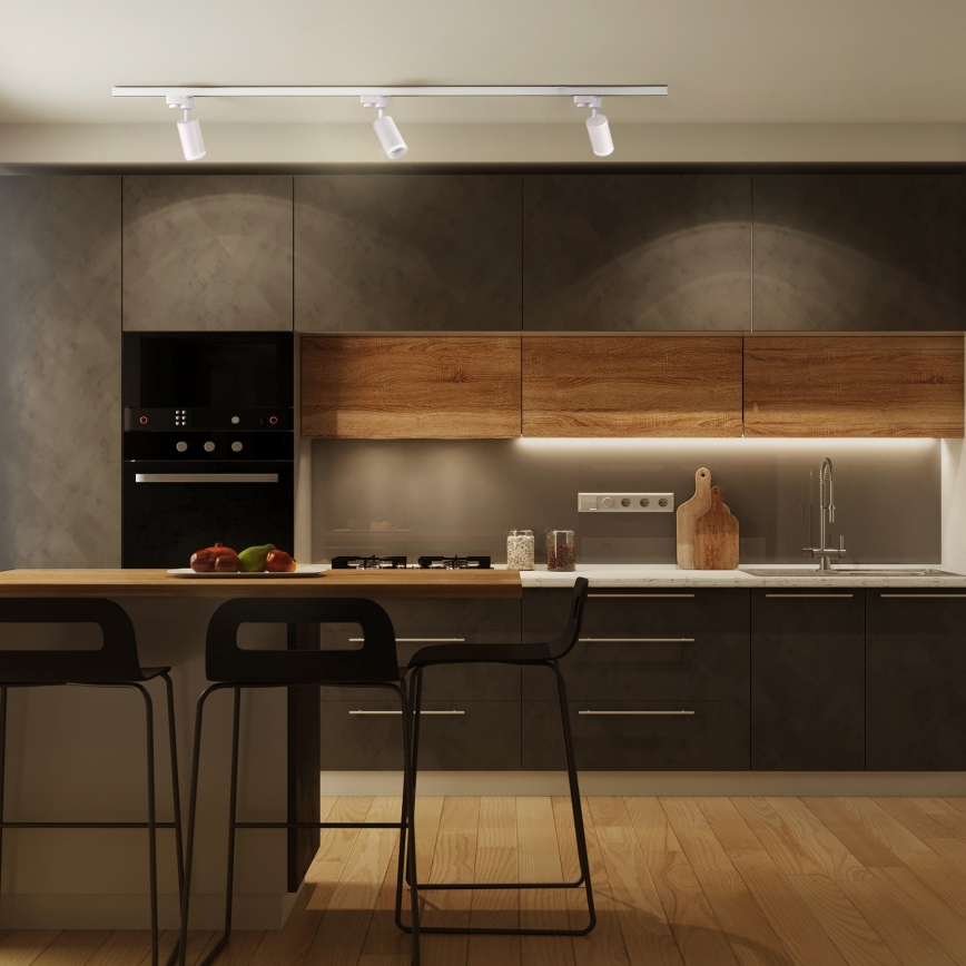 Spotlight för skensystem PARIS 3xGU10/10W/230V + 1 m skena system vit