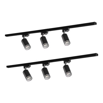 Spotlight för skensystem PARIS 6xGU10/10W/230V + 2x1 m skena system svart