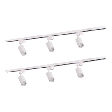 Spotlight för skensystem PARIS 6xGU10/10W/230V + 2x1 m skena system vit