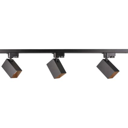 Spotlight för skensystem SQUARE 3xGU10/10W/230V + 1 m skena system svart