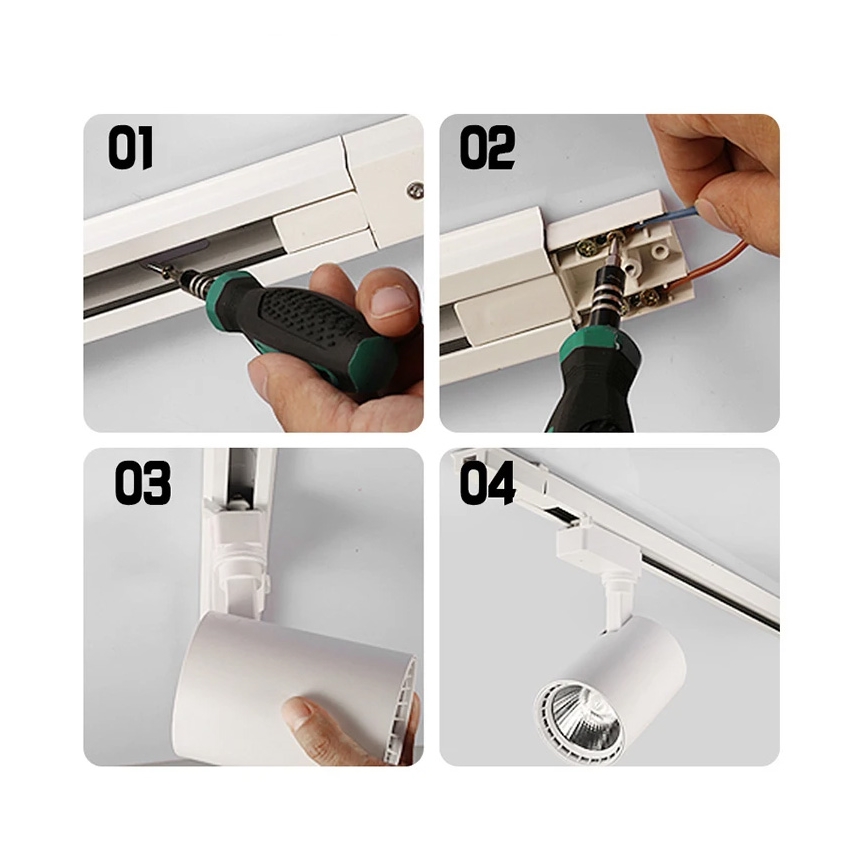 Spotlight i skensystem 4xGU10/25W/230V 2 m svart