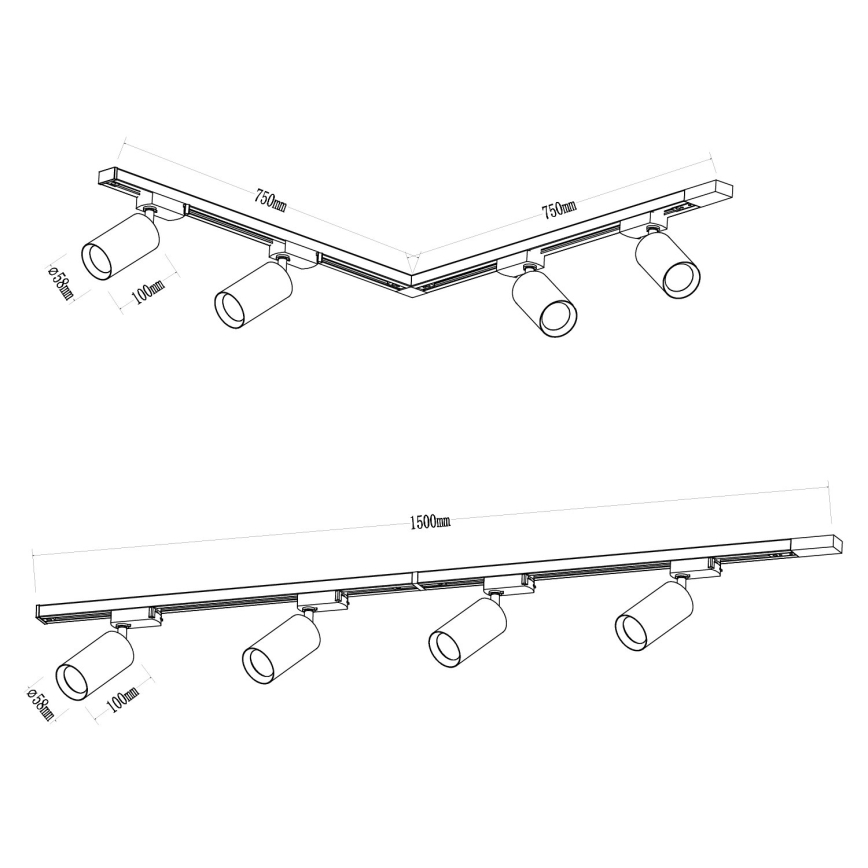 Spotlight i skensystem PIPE 4xGU10/10W/230V guld/svart