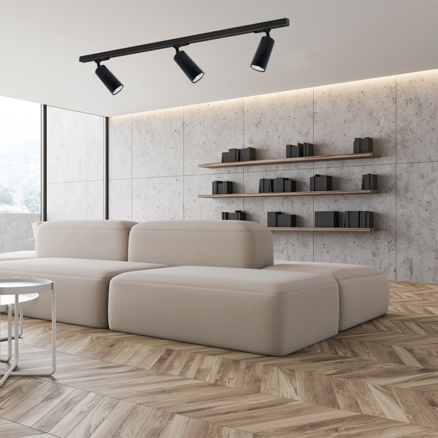 Spotlight in rail system MICA 3xGU10/25W/230V svart