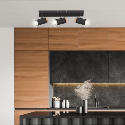 Spotlight LAGOS 3xGU10/15W/230V svart/brun