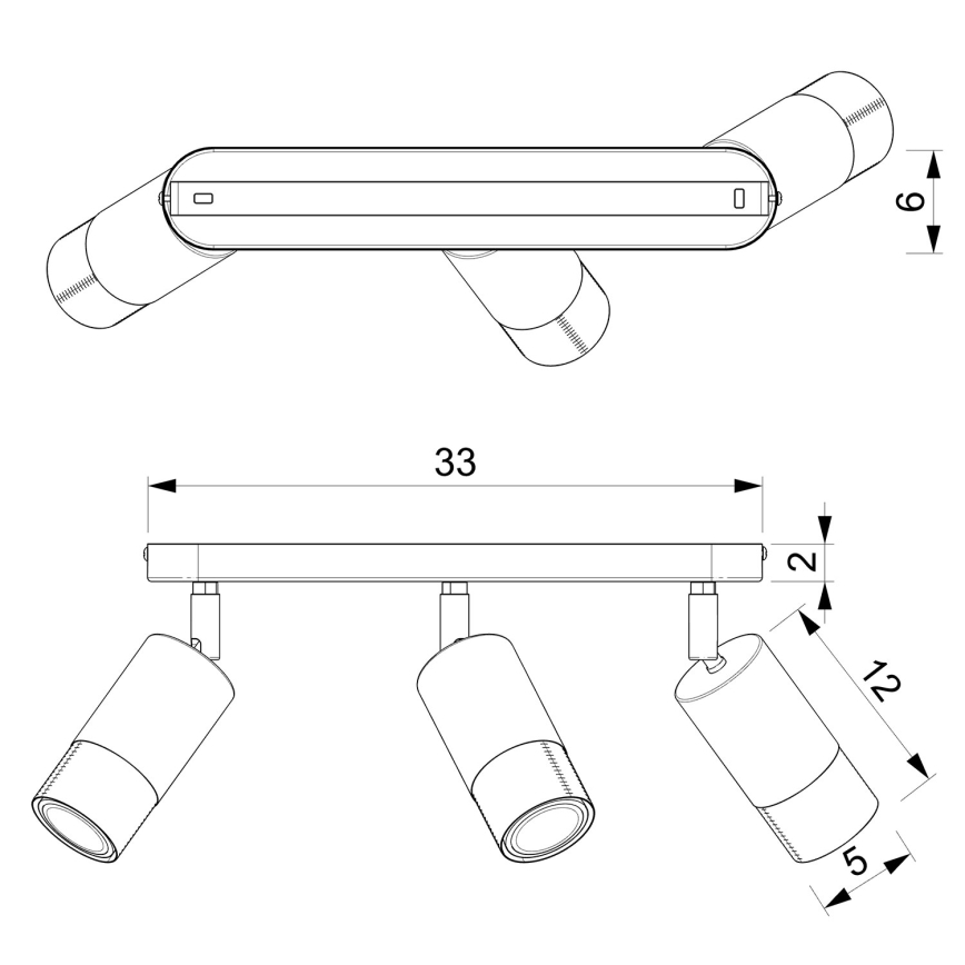 Spotlight LINK 3xGU10/8W/230V svart/mässing