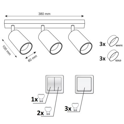 Spotlight MARIBEL 3xGU10/10W/230V vit