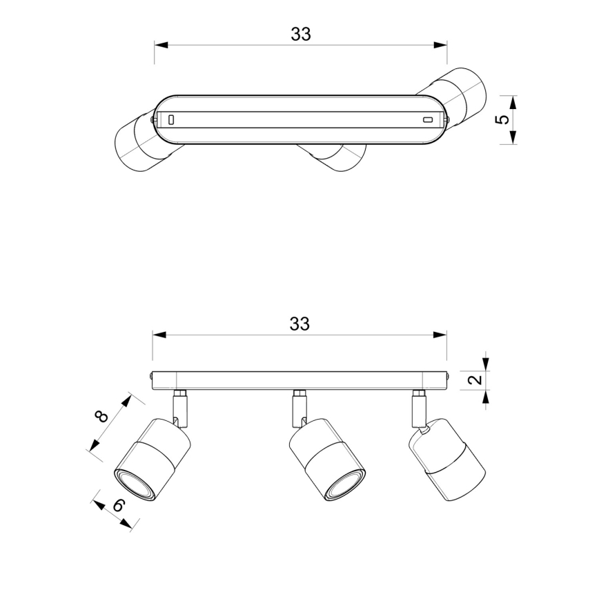 Spotlight MIZU 3xGU10/8W/230V svart/mässing
